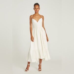 Theia Cascading White Ruffle Dress. NWT size 0